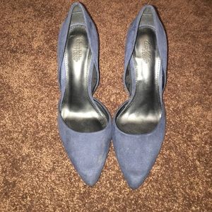 Navy suede high heels